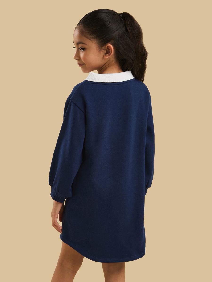 Slogan Print Collared Sweat Dress