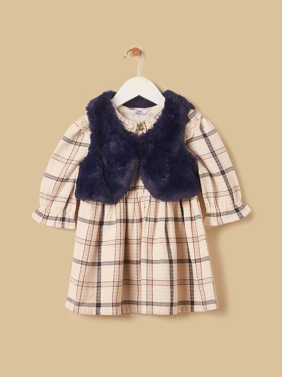 Checked Dress with Shrug