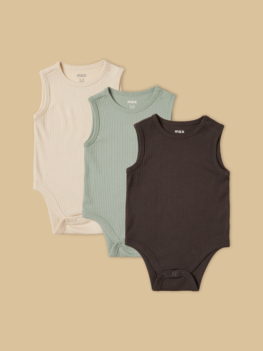 Pack of 3 - Ribbed Sleeveless Bodysuit