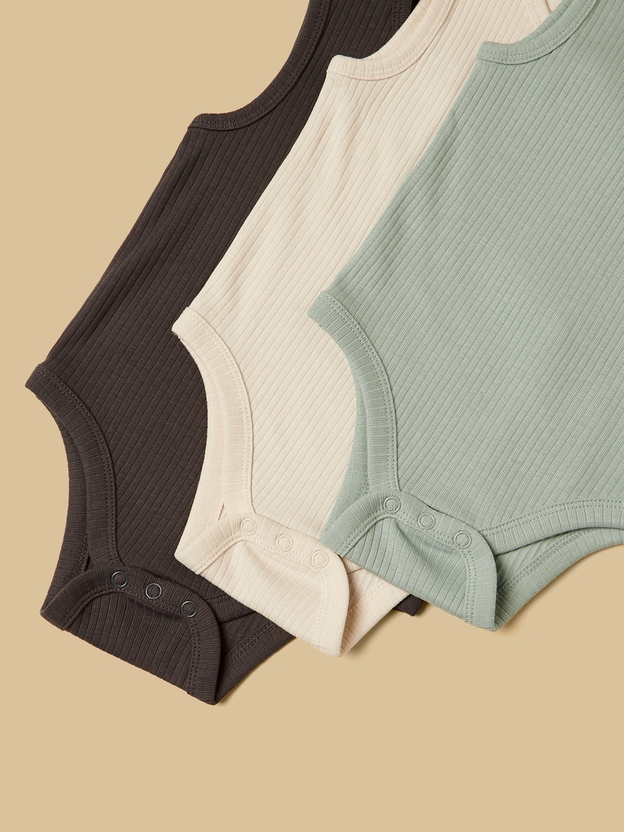 Pack of 3 - Ribbed Sleeveless Bodysuit