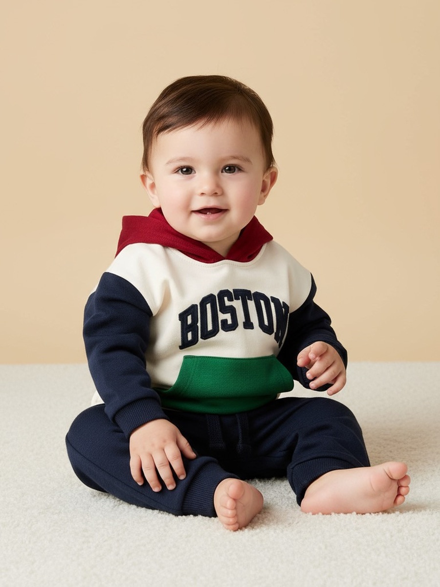 Boston Print Hooded Sweatshirt and Joggers Set