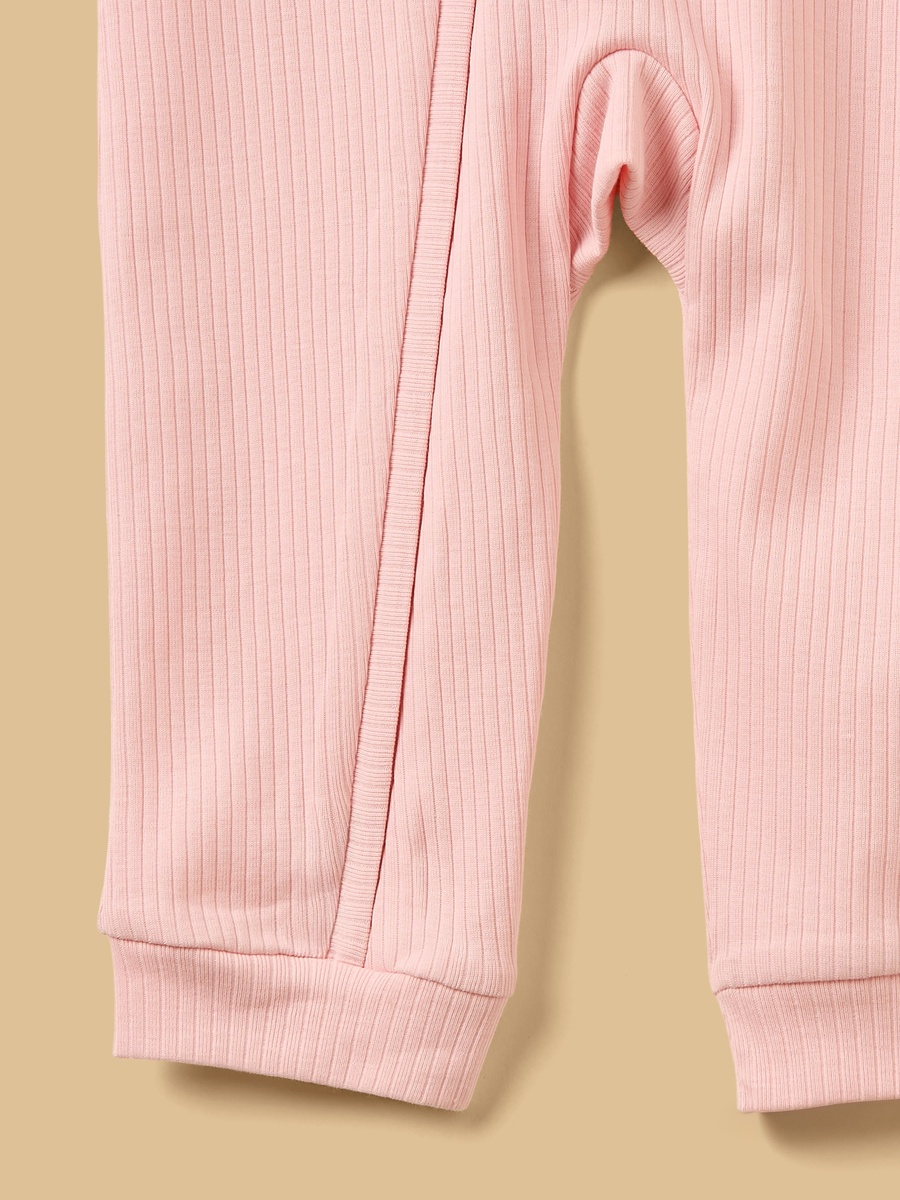 Bunny Print Ribbed Sleepsuit with Cap