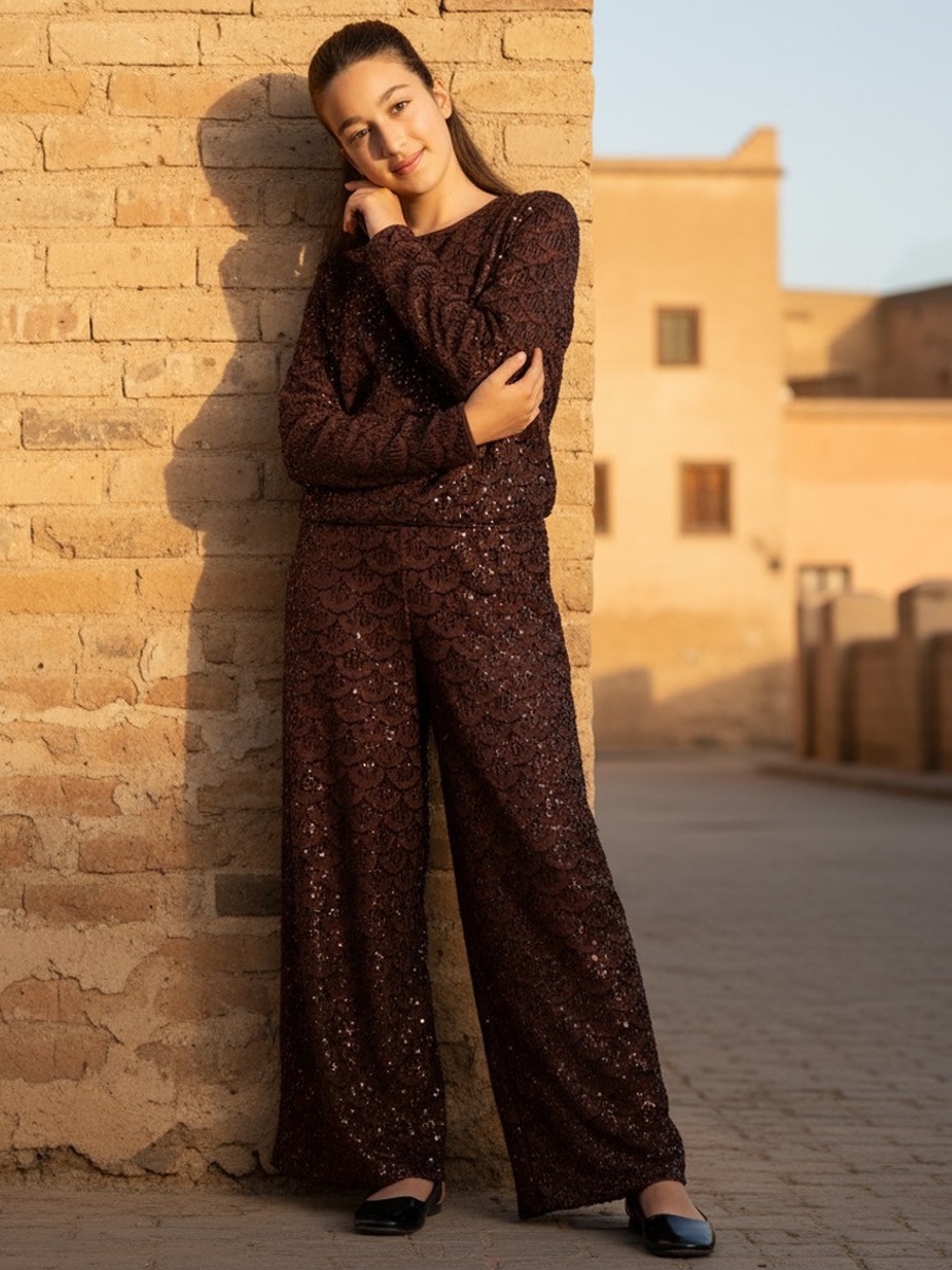 Sequin Embellished Wide Leg Pants