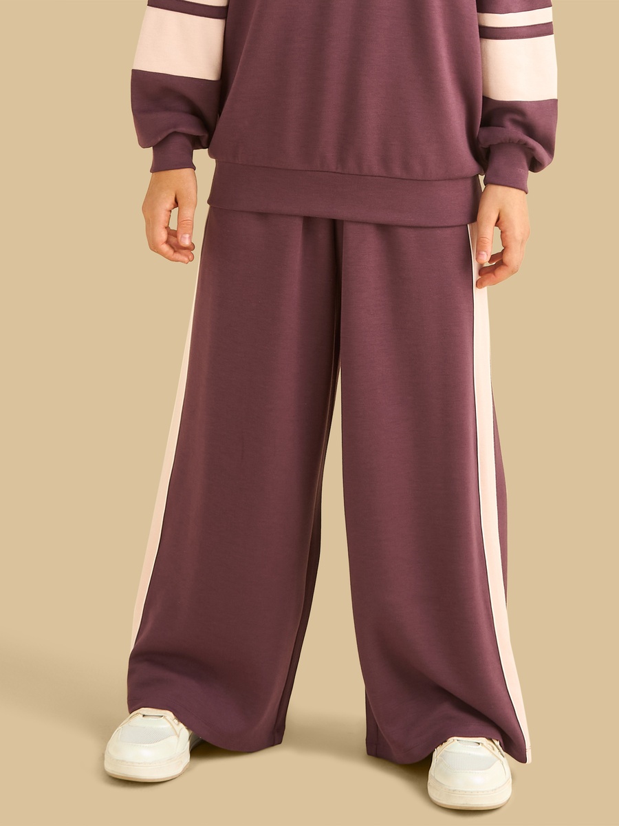 Contrast Side Panel Wide Leg Pants