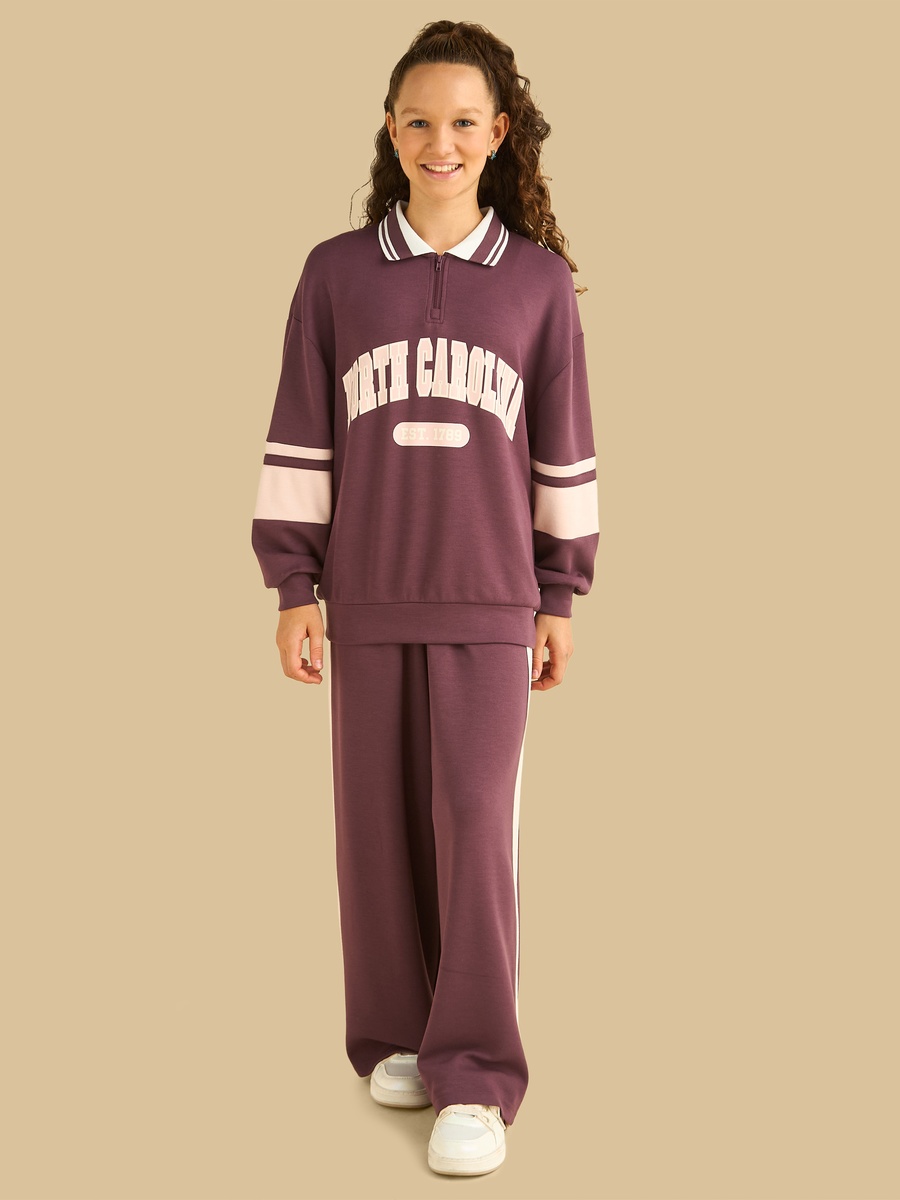 Contrast Side Panel Wide Leg Pants