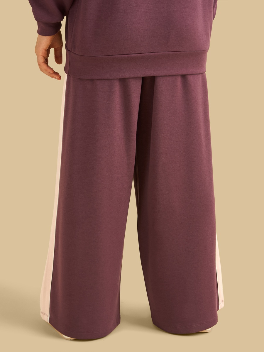 Contrast Side Panel Wide Leg Pants