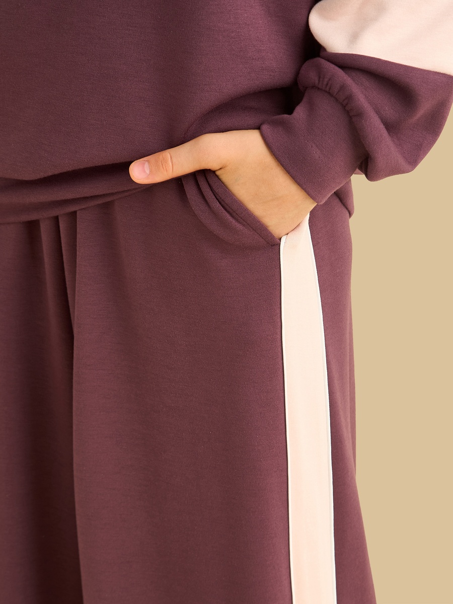 Contrast Side Panel Wide Leg Pants