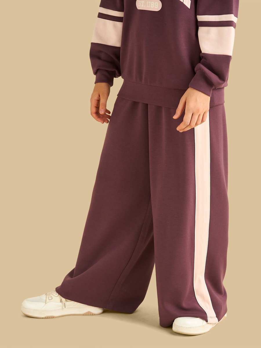 Contrast Side Panel Wide Leg Pants