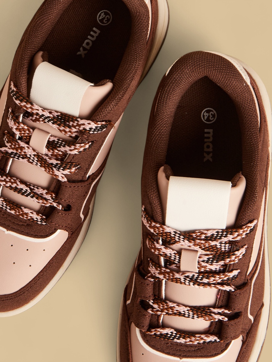 Panelled Sports Shoes with Lace-Up Closure