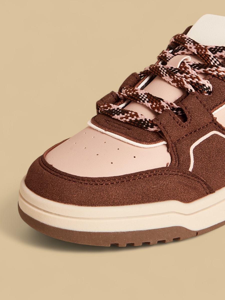 Panelled Sports Shoes with Lace-Up Closure