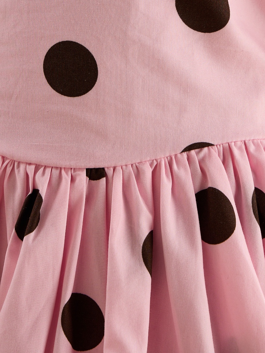 Polka Dot Print Peplum Top with Square Neck