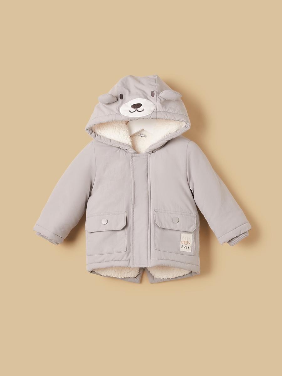 Bear Ear Detail Hooded Parka Jacket