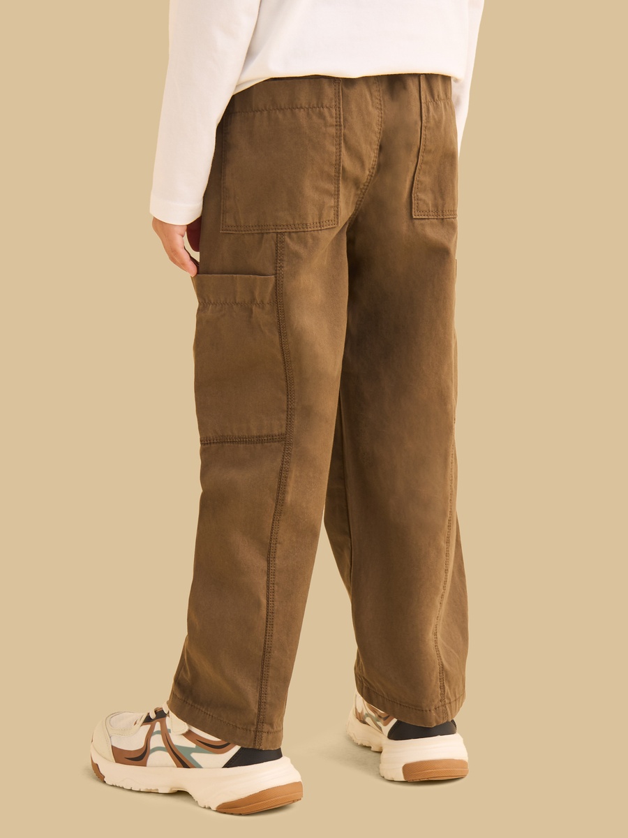 Pull On Wide Leg Cotton Cargo Pants