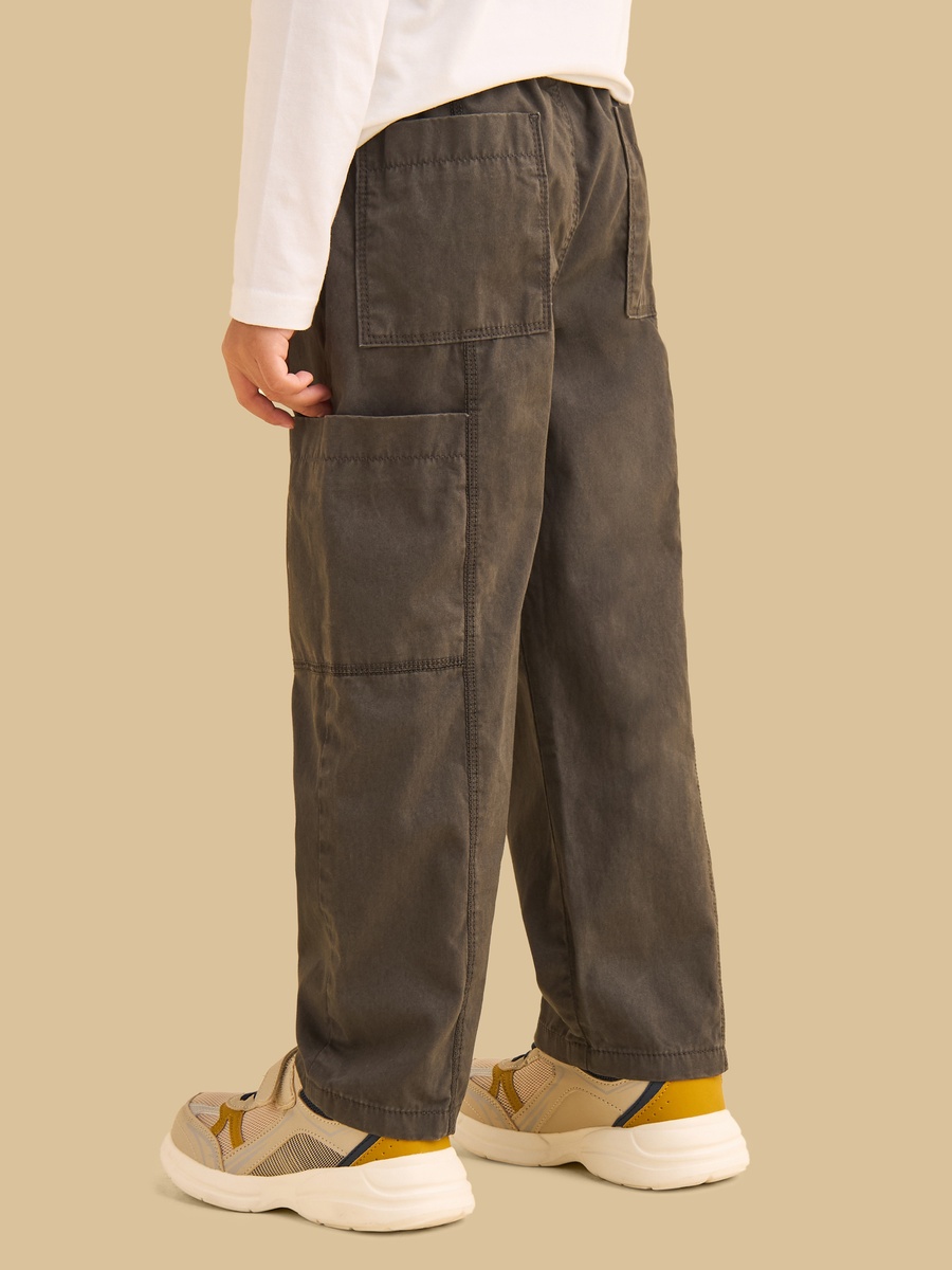 Pull On Wide Leg Cotton Cargo Pants