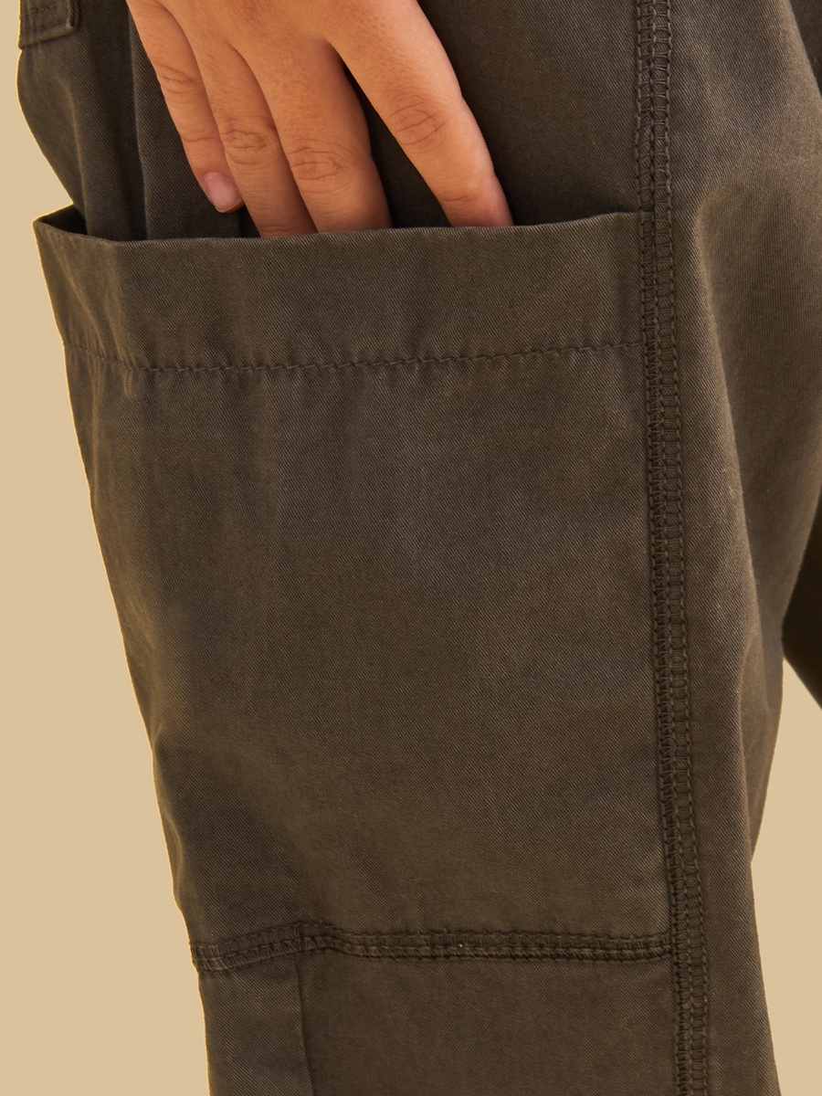Pull On Wide Leg Cotton Cargo Pants