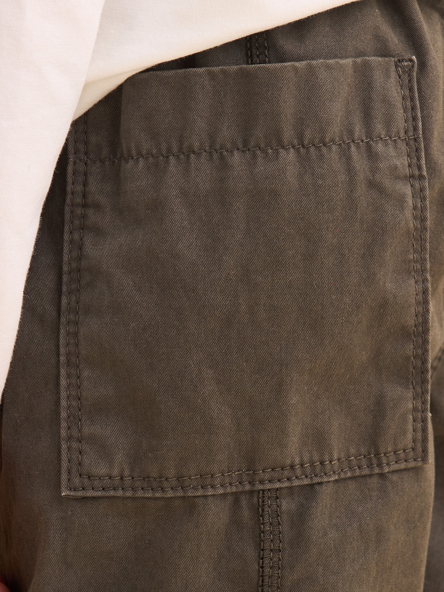 Pull On Wide Leg Cotton Cargo Pants
