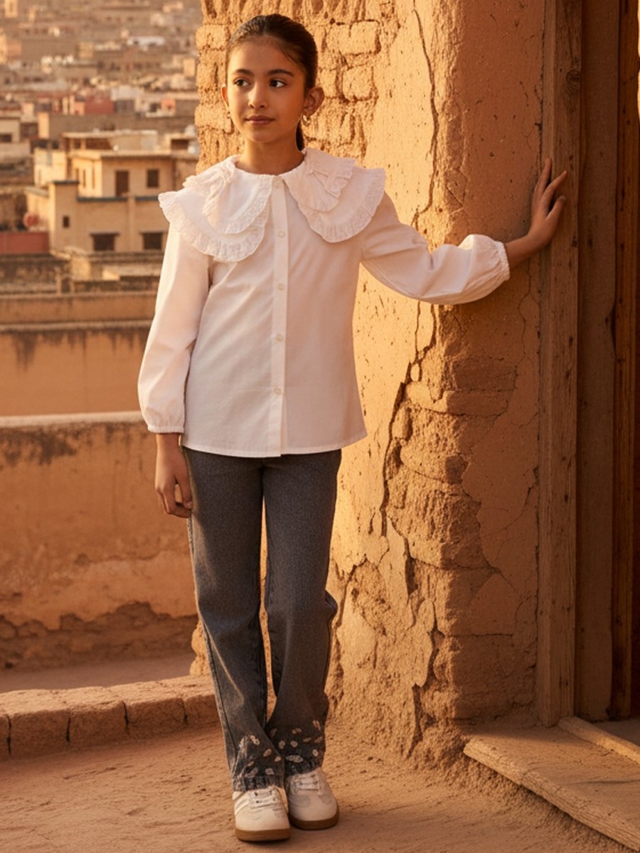Embroidered Wide Leg Jeans