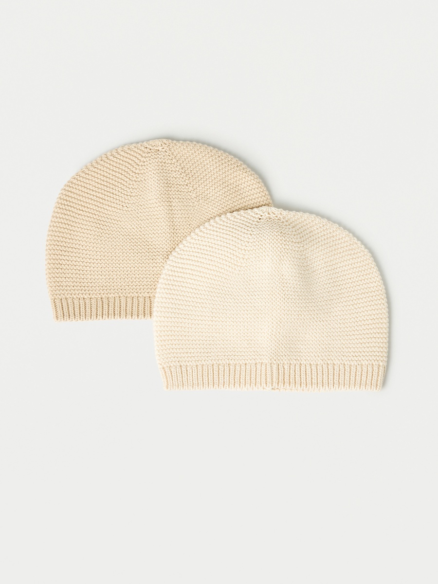 Textured Beanie Cap Cap - Set of 2