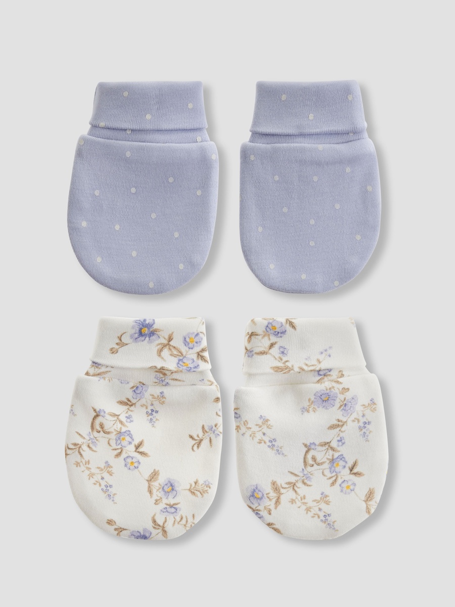 Cotton Mittens with Assorted Print - Set of 2
