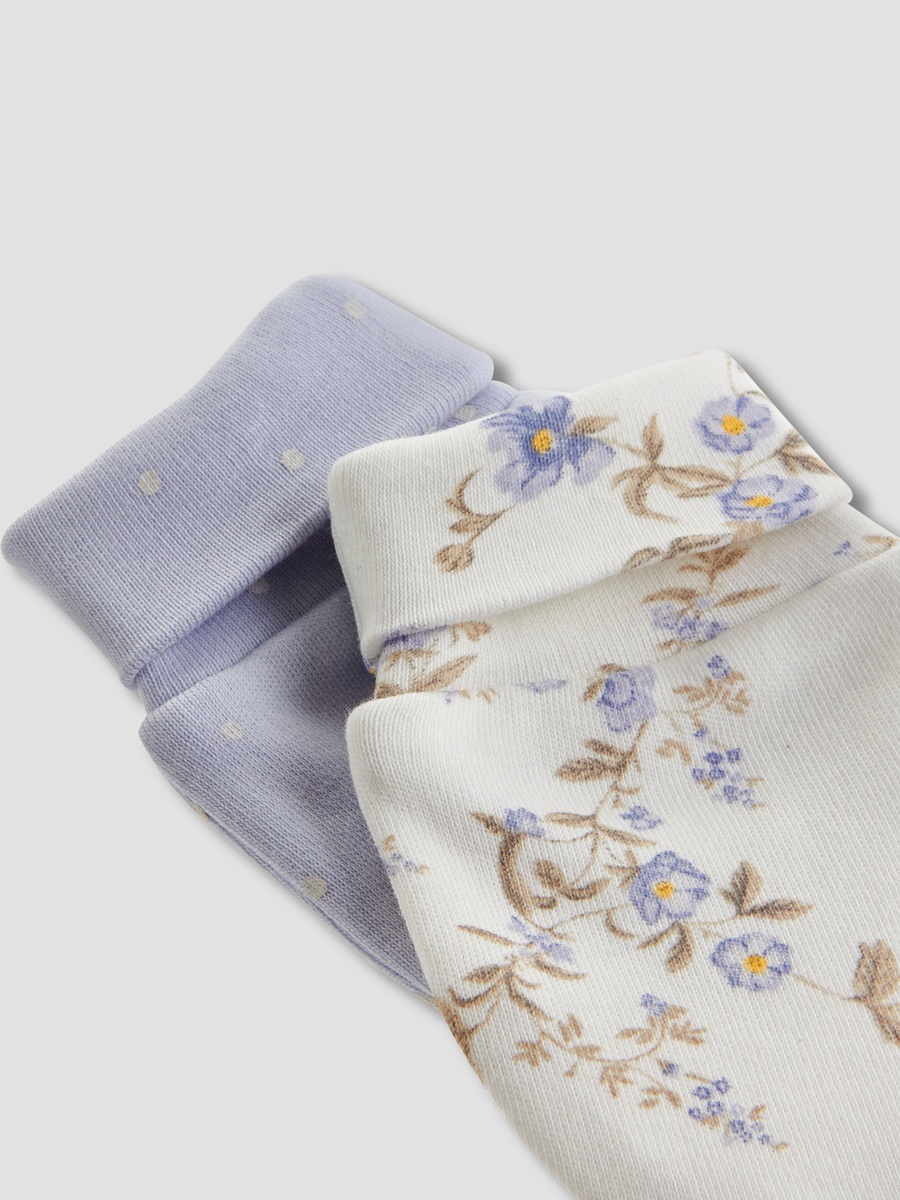 Cotton Mittens with Assorted Print - Set of 2