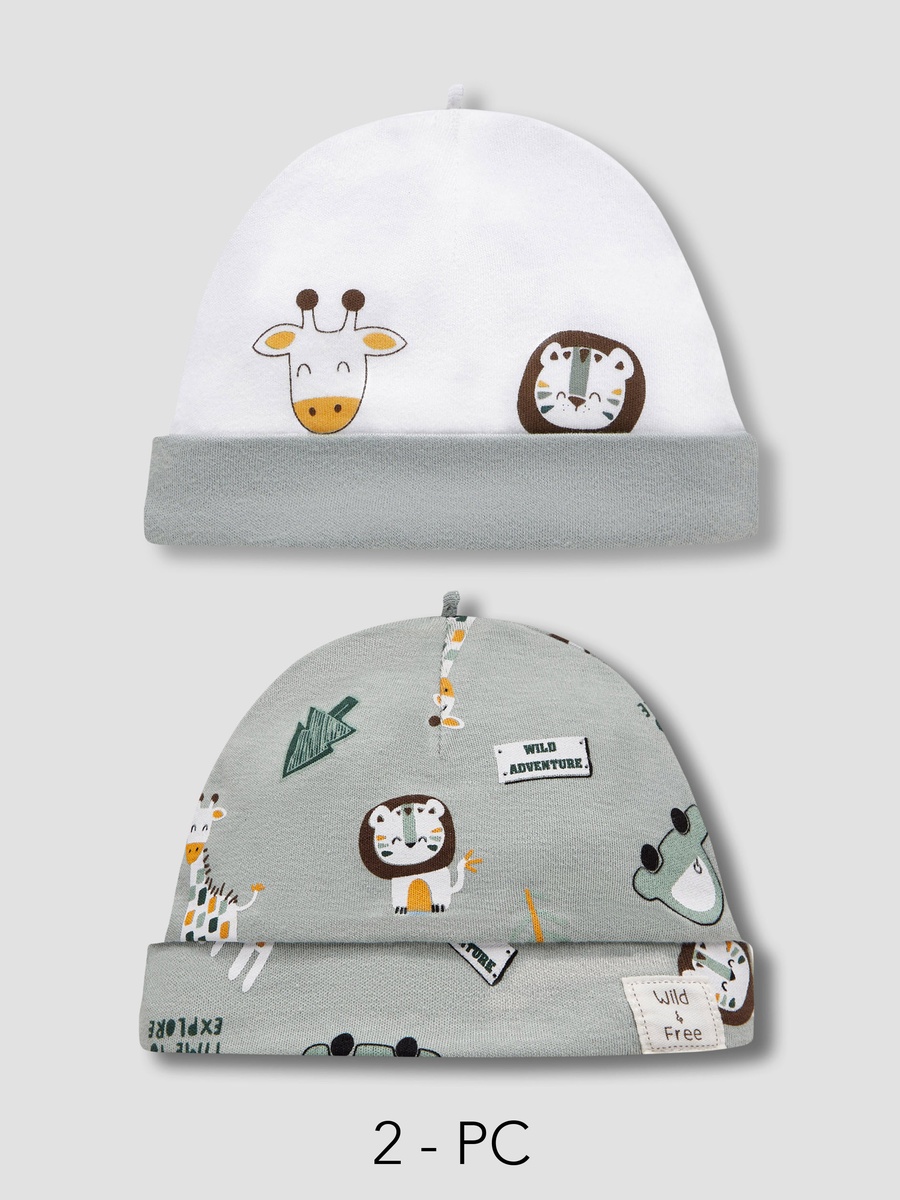Animal Print Beanie Cap - Set of 2