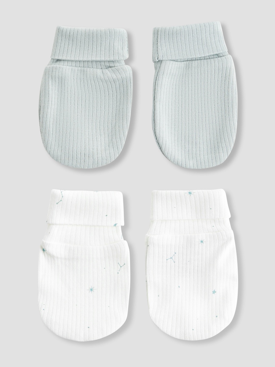 Baby Mittens with Ribbed Texture - Set of 2