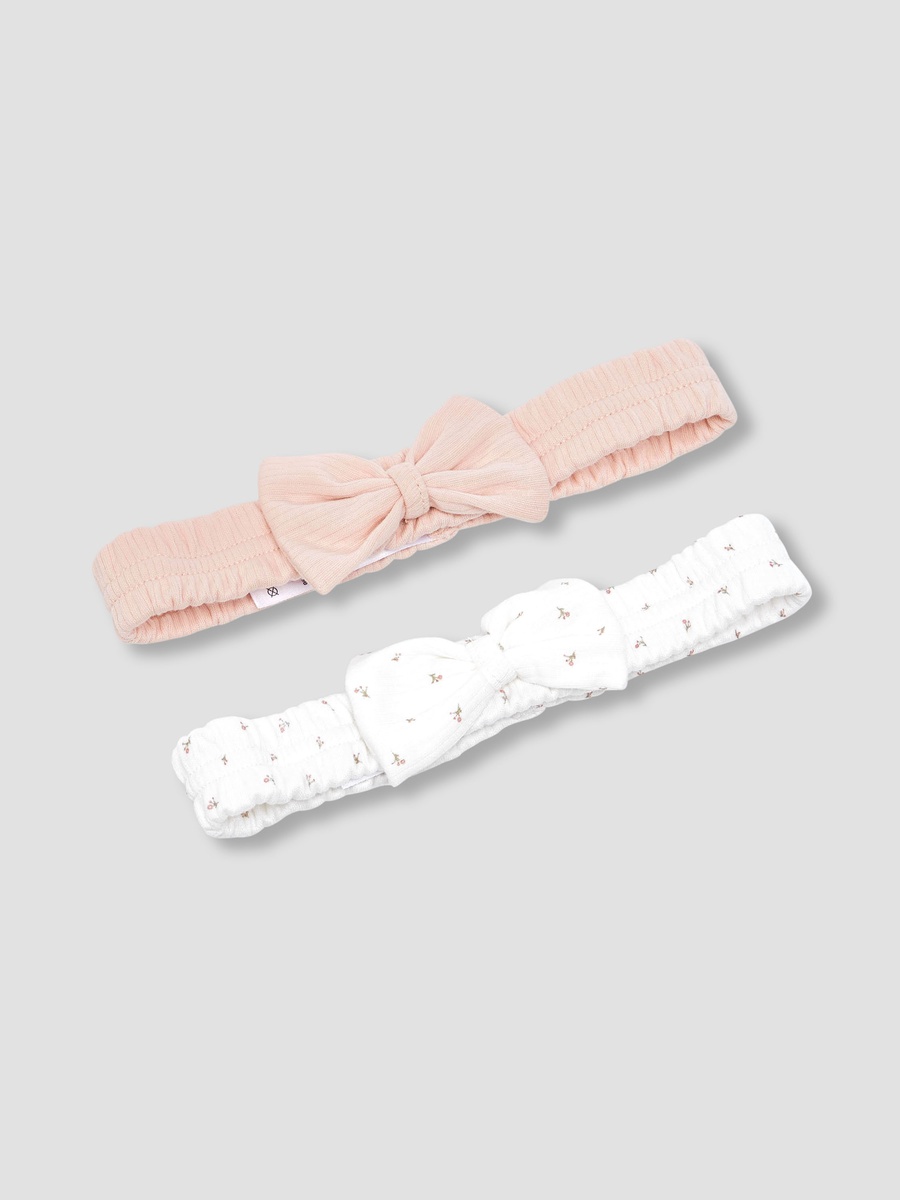 Hairband with Bow Accent - Cotton Blend - Set of 2