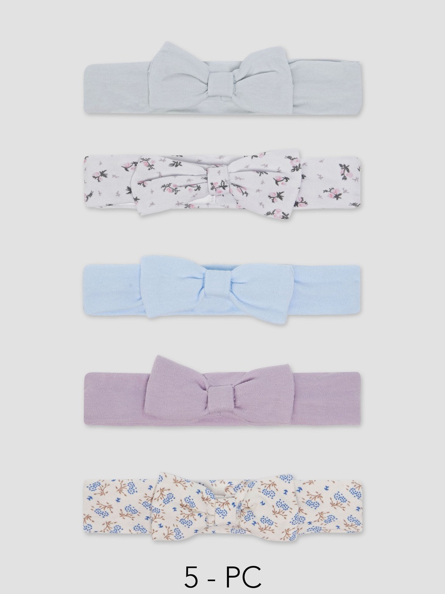 Assorted Headband with Bow - Cotton - Set of 5