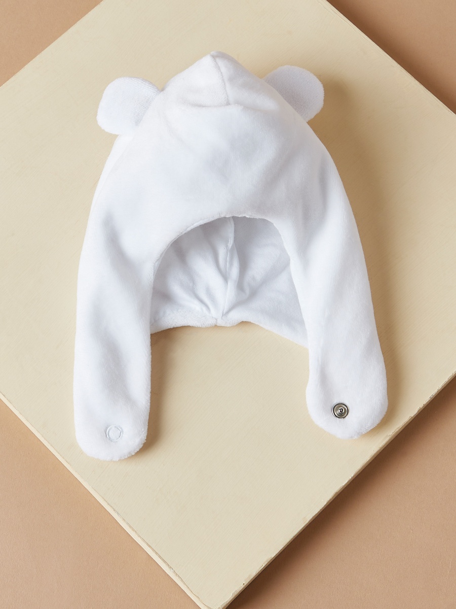 Solid Cap with Ear Cover and Snap Button Closure