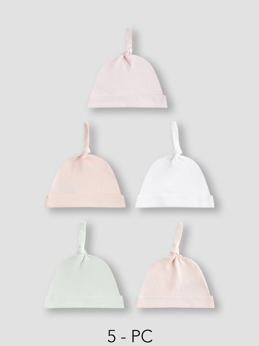 Cap with Knot Detail - Cotton - Set of 5
