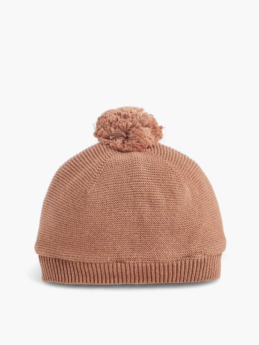 Baby Cotton Knitted Beanie with Pom Pom Detail