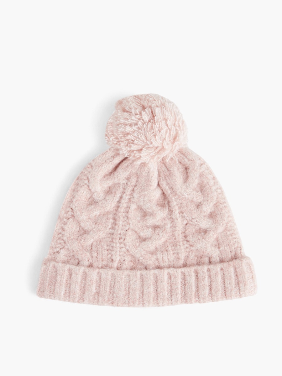 Knitted Beanie with Pom Pom Detail