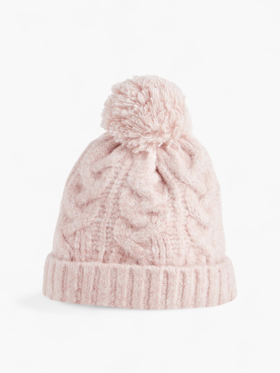 Knitted Beanie with Pom Pom Detail