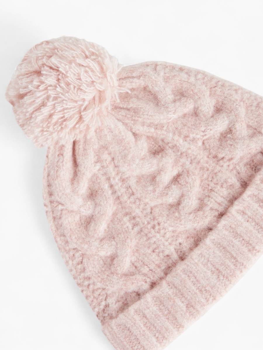 Knitted Beanie with Pom Pom Detail