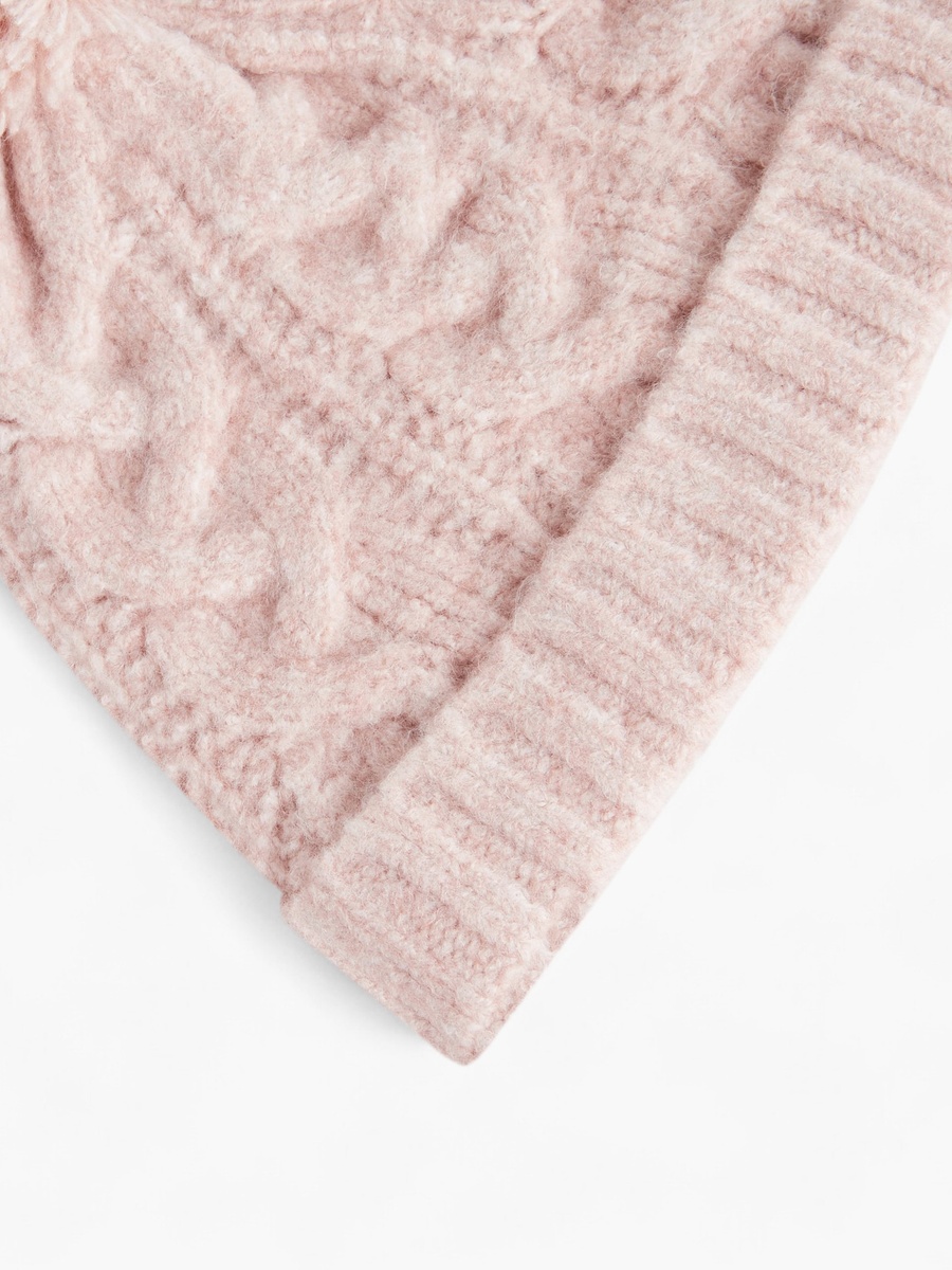 Knitted Beanie with Pom Pom Detail