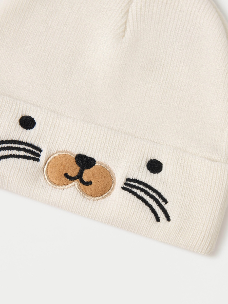 Animal Face Embroidered Beanie Cap