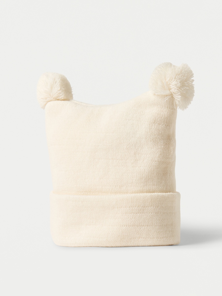 Solid Beanie Cap with Pom Pom Detail