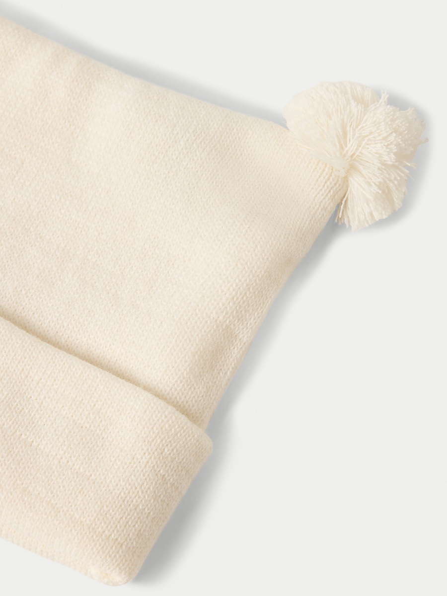 Solid Beanie Cap with Pom Pom Detail
