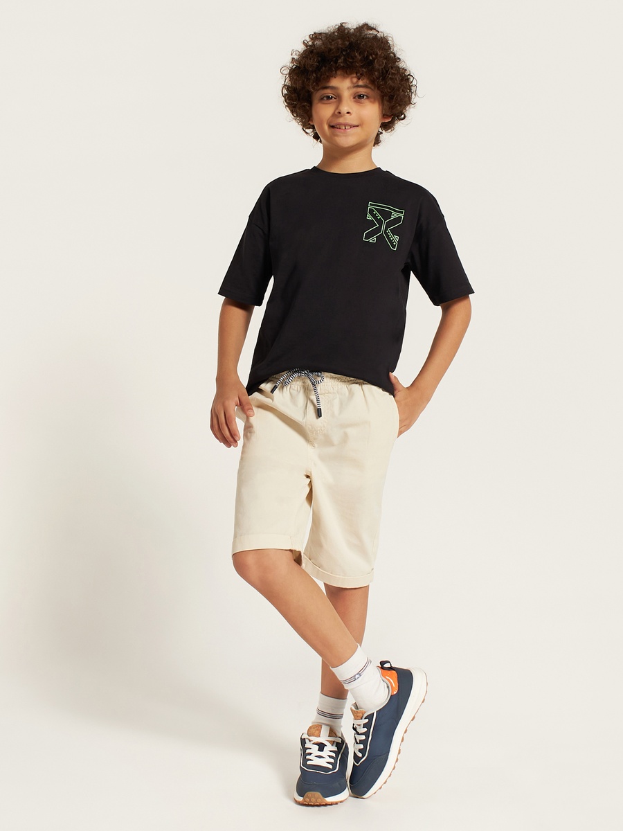 Solid Shorts with Drawstring Closure