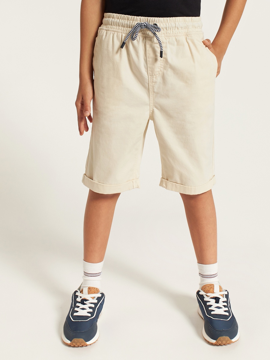 Solid Shorts with Drawstring Closure