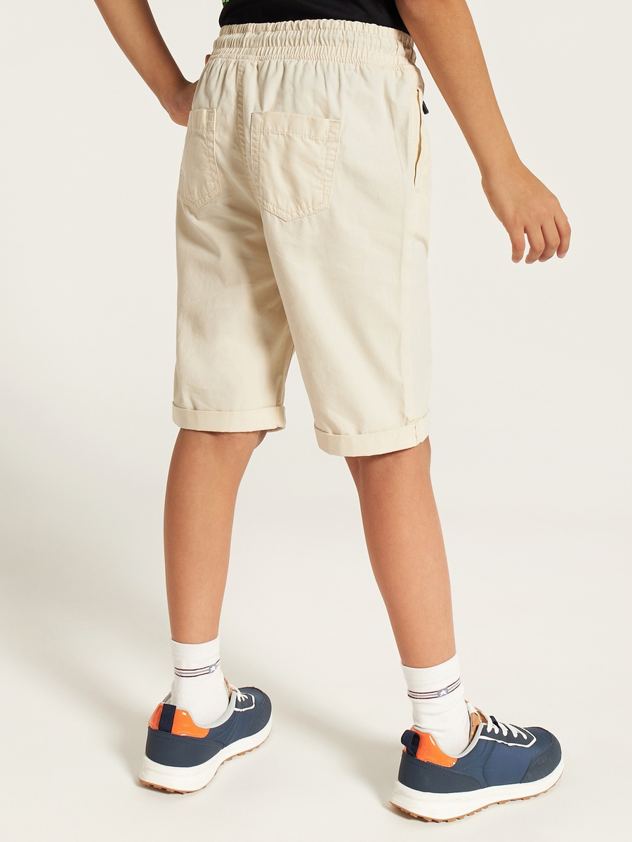 Solid Shorts with Drawstring Closure