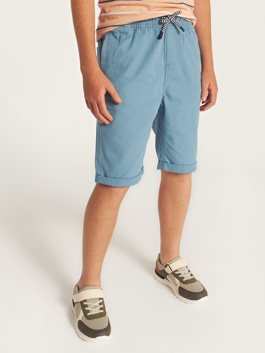 Solid Shorts with Drawstring Closure