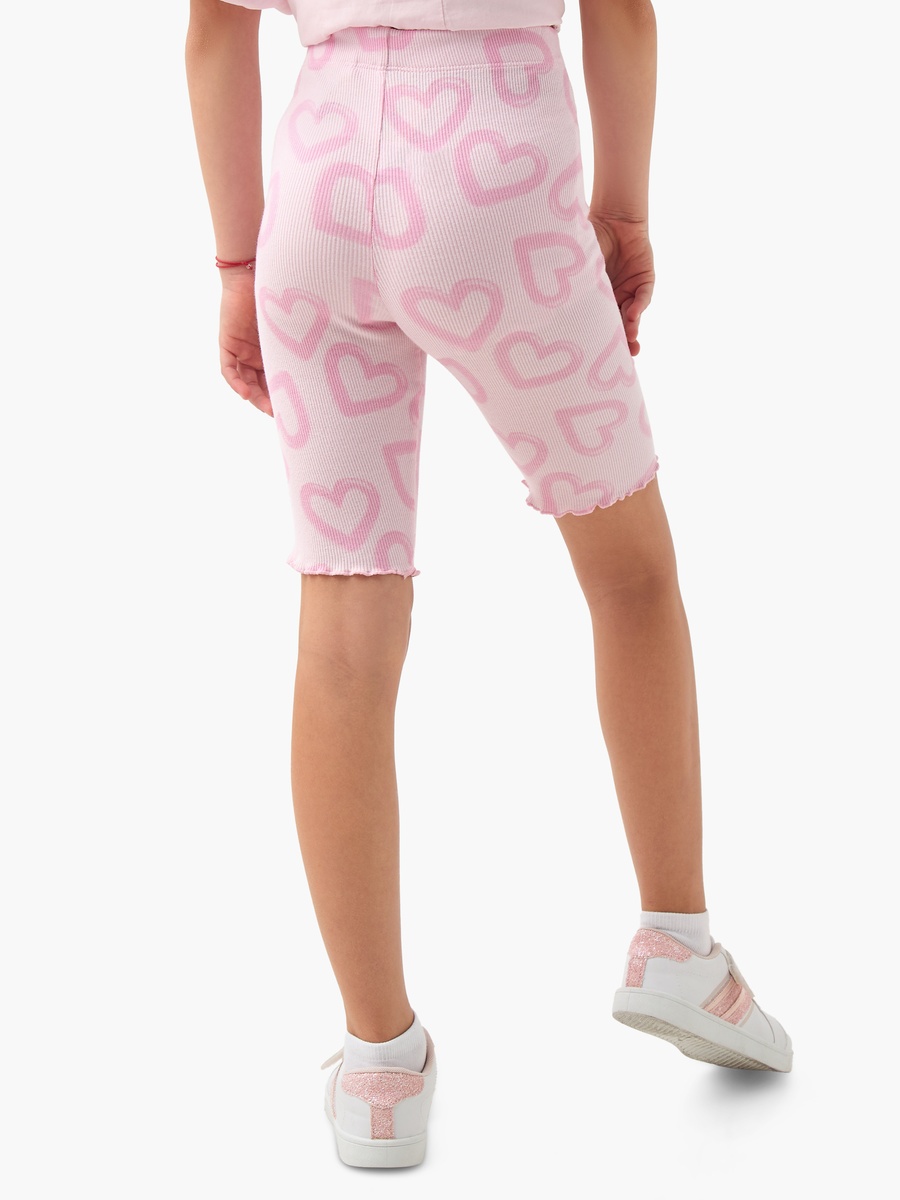 Heart Print Shorts with Lettuce Hem