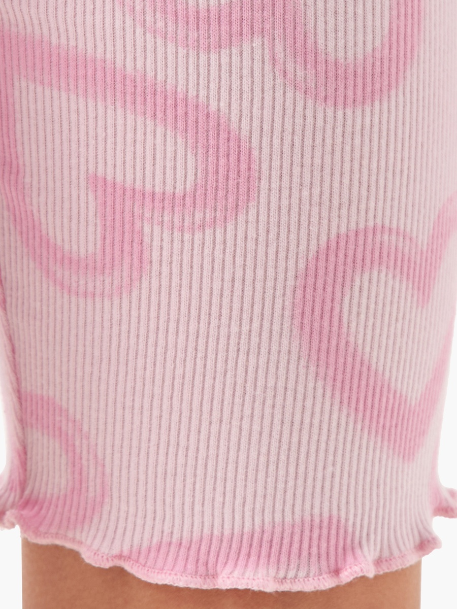 Heart Print Shorts with Lettuce Hem