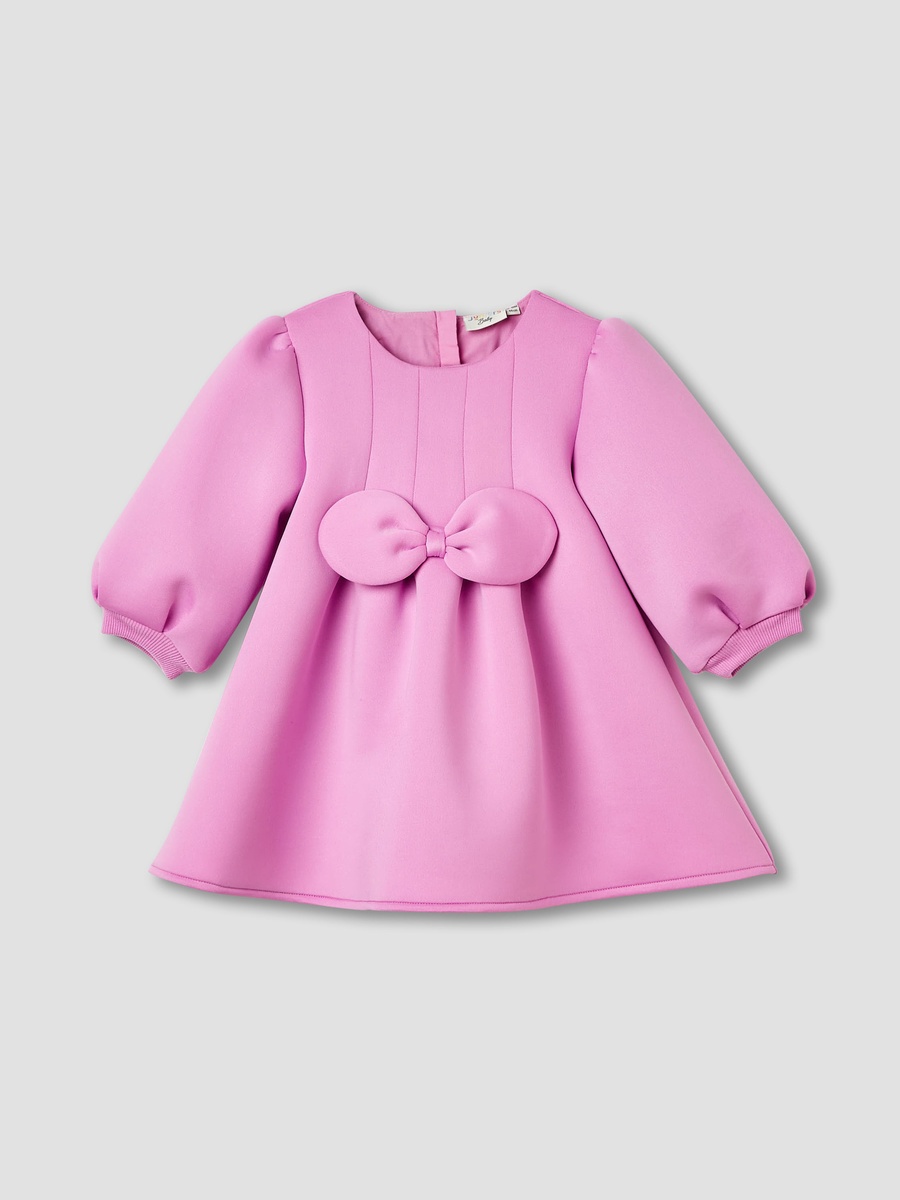 Bow Accent Dress with Long Sleeves and Stockings
