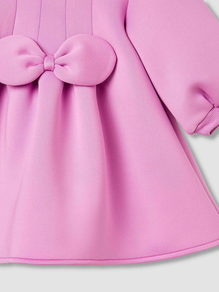 Bow Accent Dress with Long Sleeves and Stockings