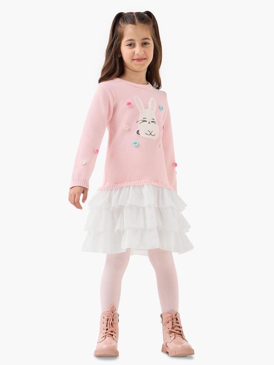 Bunny Accent Dress with Ruffle Detail
