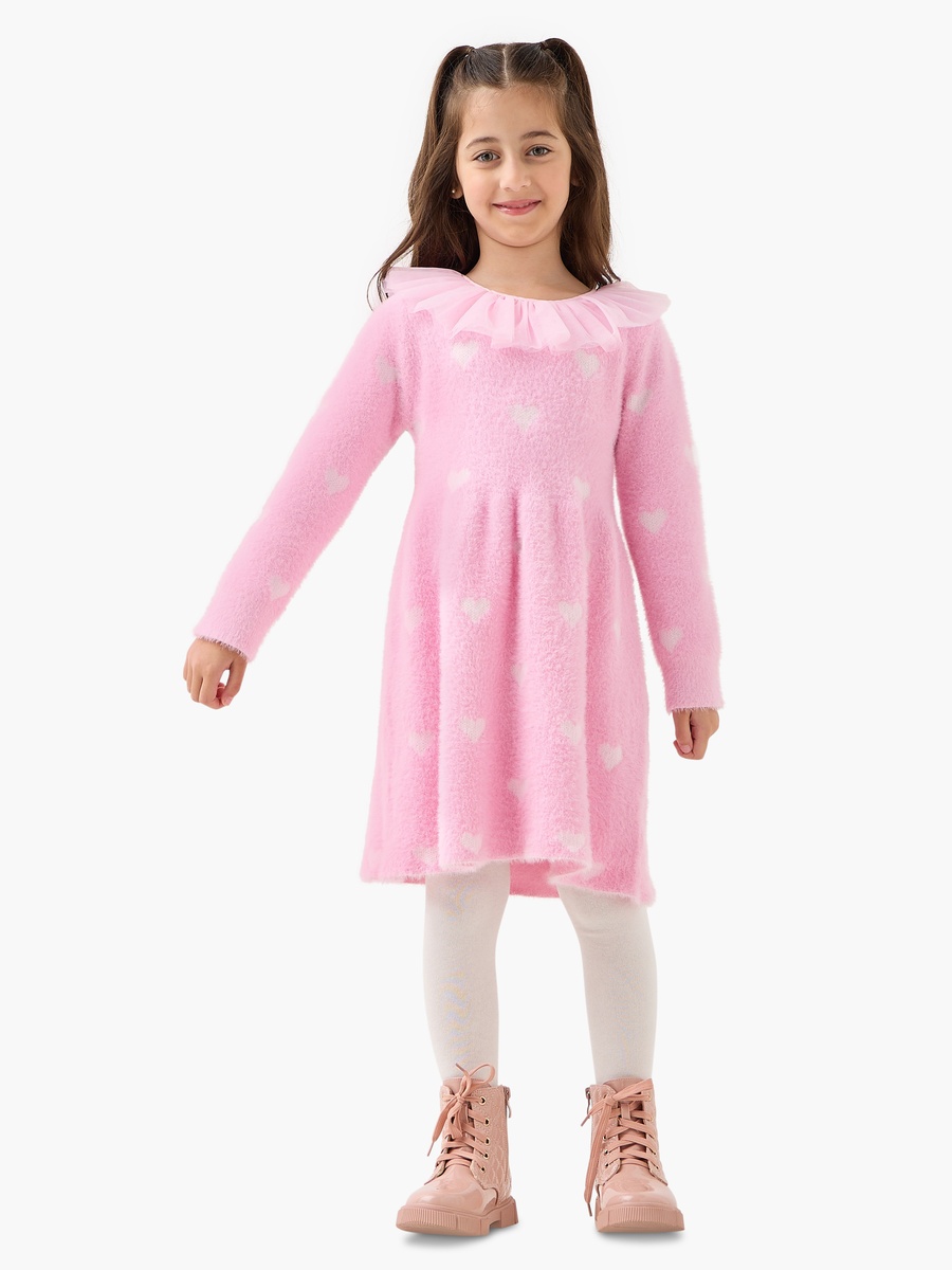 Heart Print Dress with Tights