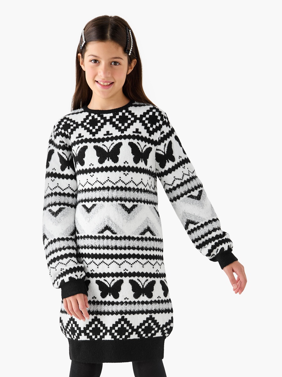 Textured Sweater Dress with Tights For Default Category at UAE | Styli