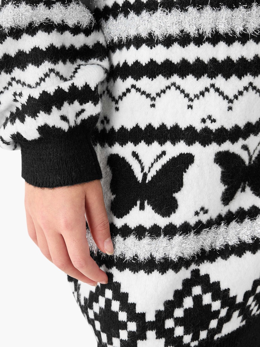 Textured Sweater Dress with Tights